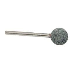 Grier Abrasives - 1/2" Head Diam x 1/2" Thickness, B121, Ball End, Silicon Carbide Mounted Point - Green-Gray, Fine Grade, 45,370 RPM - USA Tool & Supply