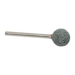 Grier Abrasives - 1/2" Head Diam x 1/2" Thickness, B121, Ball End, Silicon Carbide Mounted Point - Green-Gray, Fine Grade, 45,370 RPM - USA Tool & Supply