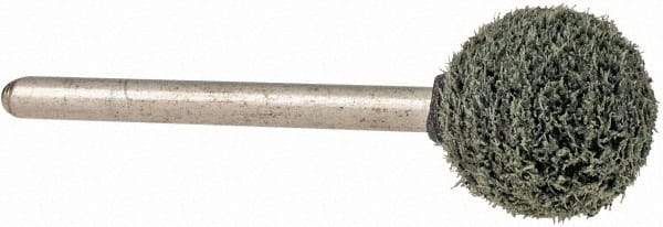 Grier Abrasives - 1/2" Head Diam x 1/2" Thickness, B121, Ball End, Silicon Carbide Mounted Point - Green-Gray, Fine Grade, 45,370 RPM - USA Tool & Supply