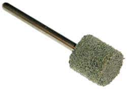 Grier Abrasives - 1/2" Head Diam x 1/2" Thickness, W185, Cylinder End, Aluminum Oxide Mounted Point - Green-Gray, Fine Grade, 34,500 RPM - USA Tool & Supply