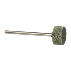 Grier Abrasives - 1/2" Head Diam x 1/4" Thickness, W183, Cylinder End, Aluminum Oxide Mounted Point - Green-Gray, Coarse Grade, 40,000 RPM - USA Tool & Supply