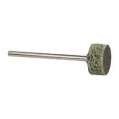 Grier Abrasives - 1/2" Head Diam x 1/4" Thickness, W183, Cylinder End, Aluminum Oxide Mounted Point - Green-Gray, Coarse Grade, 40,000 RPM - USA Tool & Supply
