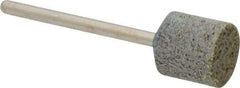 Grier Abrasives - 1/2" Head Diam x 1/2" Thickness, W185, Cylinder End, Aluminum Oxide Mounted Point - Green-Gray, Medium Grade, 34,500 RPM - USA Tool & Supply