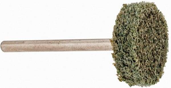 Grier Abrasives - 3/4" Head Diam x 1/4" Thickness, W201, Cylinder End, Aluminum Oxide Mounted Point - Green-Gray, Fine Grade, 38,250 RPM - USA Tool & Supply