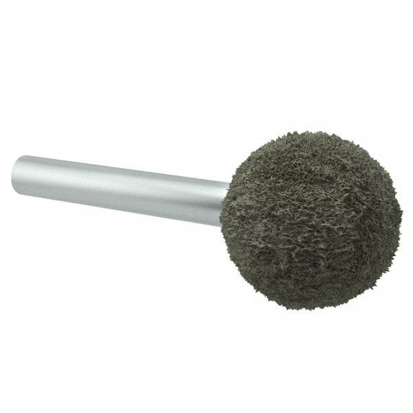 Grier Abrasives - 1" Head Diam x 1" Thickness, A25, Ball End, Aluminum Oxide Mounted Point - Green-Gray, Fine Grade, 35,620 RPM - USA Tool & Supply