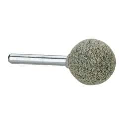 Grier Abrasives - 1" Head Diam x 1" Thickness, A25, Ball End, Aluminum Oxide Mounted Point - Green-Gray, Coarse Grade, 35,620 RPM - USA Tool & Supply