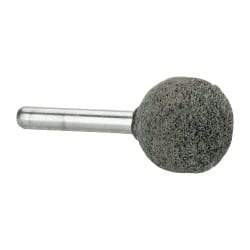 Grier Abrasives - 1" Head Diam x 1" Thickness, A25, Ball End, Silicon Carbide Mounted Point - Green-Gray, Fine Grade, 35,620 RPM - USA Tool & Supply