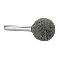 Grier Abrasives - 1" Head Diam x 1" Thickness, A25, Ball End, Silicon Carbide Mounted Point - Green-Gray, Fine Grade, 35,620 RPM - USA Tool & Supply