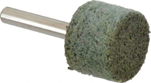 Grier Abrasives - 1" Head Diam x 3/4" Thickness, W219, Cylinder End, Aluminum Oxide Mounted Point - Green-Gray, Coarse Grade, 35,100 RPM - USA Tool & Supply