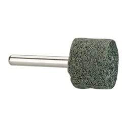 Grier Abrasives - 1" Head Diam x 3/4" Thickness, W219, Cylinder End, Silicon Carbide Mounted Point - Green-Gray, Fine Grade, 35,100 RPM - USA Tool & Supply