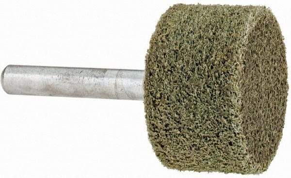 Grier Abrasives - 1-1/4" Head Diam x 3/4" Thickness, W228, Cylinder End, Aluminum Oxide Mounted Point - Green-Gray, Fine Grade, 30,520 RPM - USA Tool & Supply