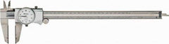 Mitutoyo - 0" to 12" Range, 0.001" Graduation, 0.1" per Revolution, Dial Caliper - White Face, 2-1/2" Jaw Length, Accurate to 0.0020" - USA Tool & Supply