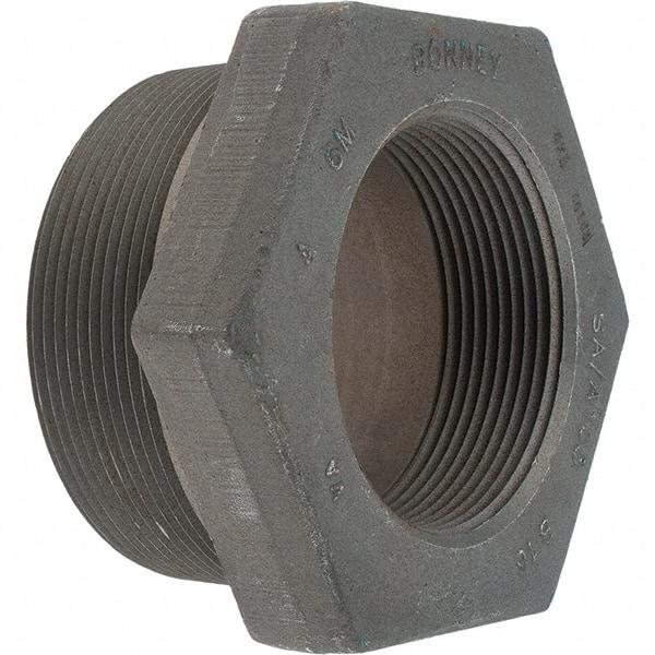 Made in USA - Size 4 x 3", Class 3,000, Forged Carbon Steel Black Pipe Hex Bushing - 3,000 psi, Threaded End Connection - USA Tool & Supply