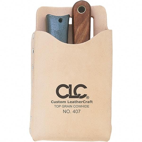 CLC - General Purpose Holster with 1 Pocket - Leather, Natural (Color), 4-1/4" Wide x 7-1/2" High x 1" Deep - USA Tool & Supply