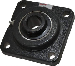 Browning - 1" ID, 4-1/4" OAL x 4-1/4" OAH 4-Bolt Flange - 2,567 Lb Static Cap, 4,381 Lb Dyn Cap, 3-1/4" Btw Mnt Hole Ctrs, Cast Iron - USA Tool & Supply
