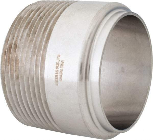 VNE - 2-1/2", Weld Style, Sanitary Stainless Steel Pipe Adapter - MNPT x Butt Weld Connection, Grade 304 - USA Tool & Supply