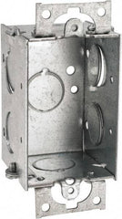 Cooper Crouse-Hinds - 1 Gang, (7) 1/2" Knockouts, Steel Rectangle Switch Box - 3" Overall Height x 2" Overall Width x 2" Overall Depth - USA Tool & Supply