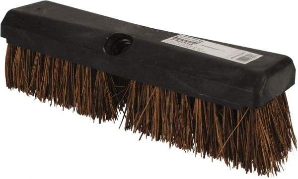 Rubbermaid - 2" Bristle Length, Palmyra Scrub Brush - 10" OAL, Tapered Handle, Brown, Plastic Block - USA Tool & Supply