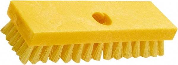 Rubbermaid - 1" Bristle Length, Polypropylene Scrub Brush - 8" OAL, Threaded Handle, Yellow, Plastic Block - USA Tool & Supply