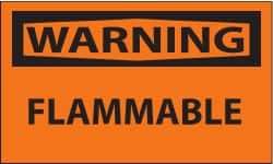NMC - Warning - Flammable, Pressure Sensitive Vinyl Fire Sign - 5" Wide x 3" High - USA Tool & Supply