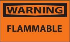 NMC - Warning - Flammable, Pressure Sensitive Vinyl Fire Sign - 5" Wide x 3" High - USA Tool & Supply