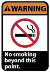 NMC - "Warning - No Smoking Beyond This Point", 14" Long x 10" Wide, Aluminum Safety Sign - Rectangle, 0.04" Thick, Use for Accident Prevention - USA Tool & Supply