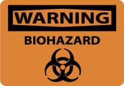 NMC - "Warning - Biohazard", 10" Long x 14" Wide, Rigid Plastic Safety Sign - Rectangle, 0.05" Thick, Use for Hazardous Materials - USA Tool & Supply