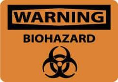 NMC - "Warning - Biohazard", 10" Long x 14" Wide, Pressure-Sensitive Vinyl Safety Sign - Rectangle, 0.004" Thick, Use for Hazardous Materials - USA Tool & Supply