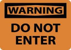 NMC - "Warning - Do Not Enter", 10" Long x 14" Wide, Pressure-Sensitive Vinyl Safety Sign - Rectangle, 0.004" Thick, Use for Security & Admittance - USA Tool & Supply