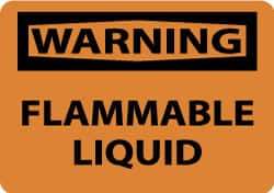 NMC - "Warning - Flammable Liquid", 10" Long x 14" Wide, Pressure-Sensitive Vinyl Safety Sign - Rectangle, 0.004" Thick, Use for Hazardous Materials - USA Tool & Supply