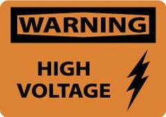 NMC - "Warning - High Voltage", 10" Long x 14" Wide, Rigid Plastic Safety Sign - Rectangle, 0.05" Thick, Use for Accident Prevention - USA Tool & Supply
