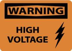 NMC - "Warning - High Voltage", 10" Long x 14" Wide, Pressure-Sensitive Vinyl Safety Sign - Rectangle, 0.004" Thick, Use for Accident Prevention - USA Tool & Supply