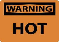 NMC - "Warning - Hot", 10" Long x 14" Wide, Pressure-Sensitive Vinyl Safety Sign - Rectangle, 0.004" Thick, Use for Accident Prevention - USA Tool & Supply