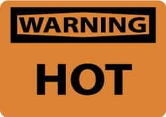 NMC - "Warning - Hot", 10" Long x 14" Wide, Aluminum Safety Sign - Rectangle, 0.04" Thick, Use for Accident Prevention - USA Tool & Supply