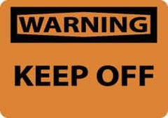 NMC - "Warning - Keep Off", 10" Long x 14" Wide, Pressure-Sensitive Vinyl Safety Sign - Rectangle, 0.004" Thick, Use for Security & Admittance - USA Tool & Supply
