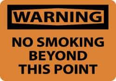 NMC - "Warning - No Smoking Beyond This Point", 10" Long x 14" Wide, Pressure-Sensitive Vinyl Safety Sign - Rectangle, 0.004" Thick, Use for Accident Prevention - USA Tool & Supply