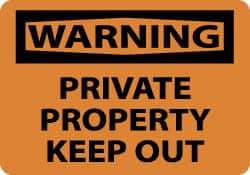 NMC - "Warning - Private Property - Keep Out", 10" Long x 14" Wide, Rigid Plastic Safety Sign - Rectangle, 0.05" Thick, Use for Security & Admittance - USA Tool & Supply
