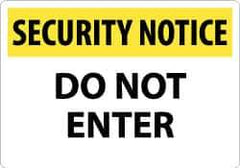 NMC - "Security Notice - Do Not Enter", 14" Long x 20" Wide, Aluminum Safety Sign - Rectangle, 0.04" Thick, Use for Security & Admittance - USA Tool & Supply