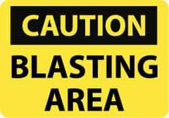 NMC - "Caution - Blasting Area", 20" Long x 28" Wide, Rigid Plastic Safety Sign - Rectangle, 0.05" Thick, Use for Accident Prevention - USA Tool & Supply