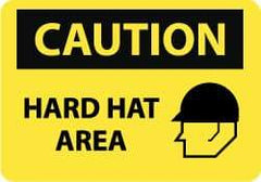 NMC - "Caution - Hard Hat Area", 14" Long x 20" Wide, Aluminum Safety Sign - Rectangle, 0.04" Thick, Use for Accident Prevention - USA Tool & Supply
