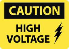 NMC - "Caution - High Voltage", 14" Long x 20" Wide, Rigid Plastic Safety Sign - Rectangle, 0.05" Thick, Use for Accident Prevention - USA Tool & Supply