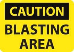 NMC - "Caution - Blasting Area", 20" Long x 28" Wide, Aluminum Safety Sign - Rectangle, 0.04" Thick, Use for Accident Prevention - USA Tool & Supply