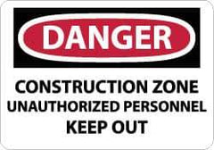 NMC - "Danger - Construction Site - Unauthorized Persons - Keep Out", 20" Long x 28" Wide, Rigid Plastic Safety Sign - Rectangle, 0.05" Thick, Use for Security & Admittance - USA Tool & Supply