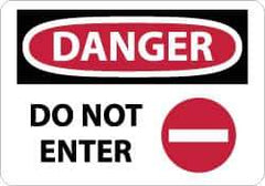 NMC - "Danger - Do Not Enter", 10" Long x 14" Wide, Pressure-Sensitive Vinyl Safety Sign - Rectangle, 0.004" Thick, Use for Security & Admittance - USA Tool & Supply