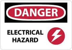 NMC - "Danger - Electrical Hazard", 10" Long x 14" Wide, Pressure-Sensitive Vinyl Safety Sign - Rectangle, 0.004" Thick, Use for Accident Prevention - USA Tool & Supply