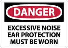 NMC - "Danger - Excessive Noise - Ear Protection Must Be Worn", 10" Long x 14" Wide, Pressure-Sensitive Vinyl Safety Sign - Rectangle, 0.004" Thick, Use for Accident Prevention - USA Tool & Supply
