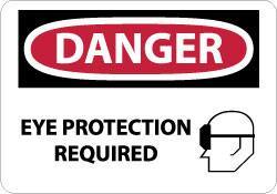 NMC - "Danger - Eye Protection Required", 10" Long x 14" Wide, Pressure-Sensitive Vinyl Safety Sign - Rectangle, 0.004" Thick, Use for Accident Prevention - USA Tool & Supply