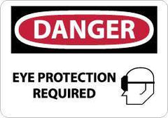 NMC - "Danger - Eye Protection Required", 10" Long x 14" Wide, Pressure-Sensitive Vinyl Safety Sign - Rectangle, 0.004" Thick, Use for Accident Prevention - USA Tool & Supply
