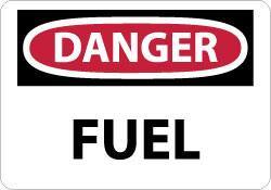 NMC - "Danger - Fuel", 10" Long x 14" Wide, Pressure-Sensitive Vinyl Safety Sign - Rectangle, 0.004" Thick, Use for Hazardous Materials - USA Tool & Supply