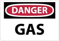 NMC - "Danger - Gas", 10" Long x 14" Wide, Pressure-Sensitive Vinyl Safety Sign - Rectangle, 0.004" Thick, Use for Hazardous Materials - USA Tool & Supply